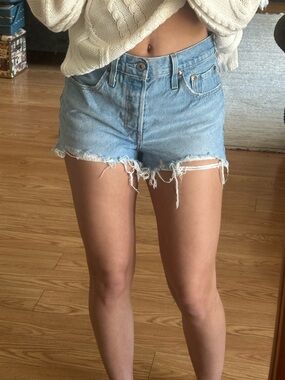 Light Blue Distressed 501 Levi’s Shorts - Women